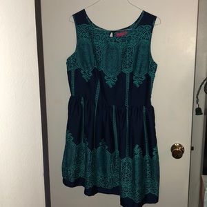 Royal/Navy blue and Turquoise dress.